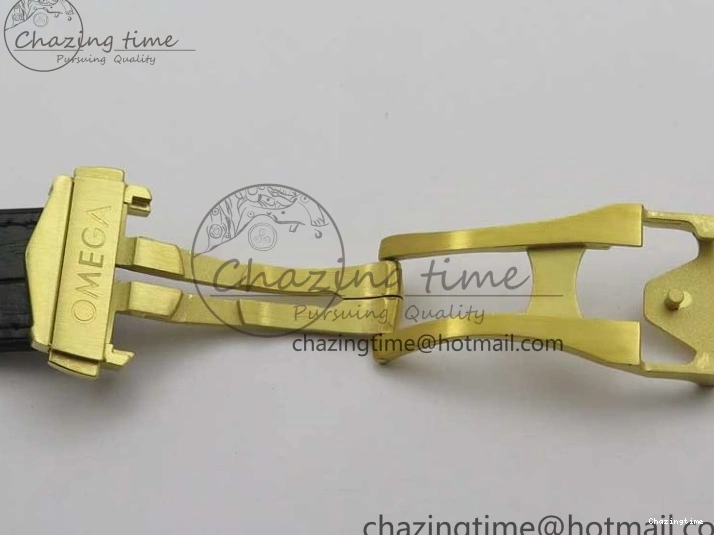 0318 HighQuality Constellation 131.33.41.21.03.001 YG TW Best Edition Black Dial On Gummy Strap A 7871